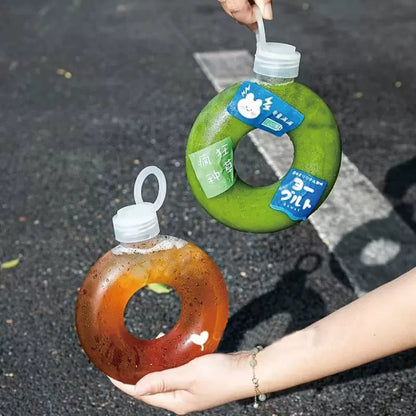 Trendy Bracelet Donut Beverage Bottle with Handle Strap
